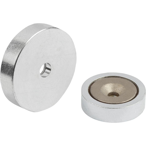 Kipp Magnet Shallow Pot Magnet H=7 Smco, Round, Comp, Steel, D1=5, 5, D=32 +/-0, 2 K1401.32 - main